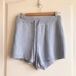 Reformation Sanzo Chunky Knit Organic Cotton Lounge Short Size M Blue